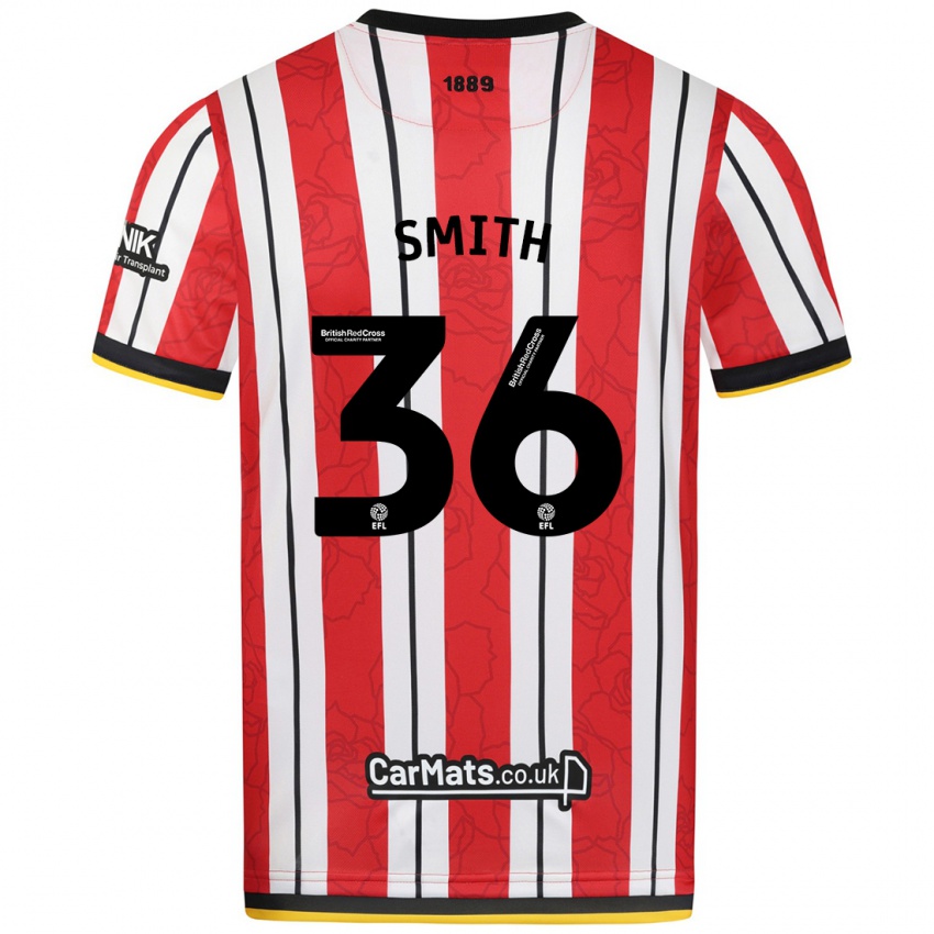 Niño Camiseta Joshua Smith #36 Rojo Blanco Rayas 1ª Equipación 2024/25 La Camisa Argentina