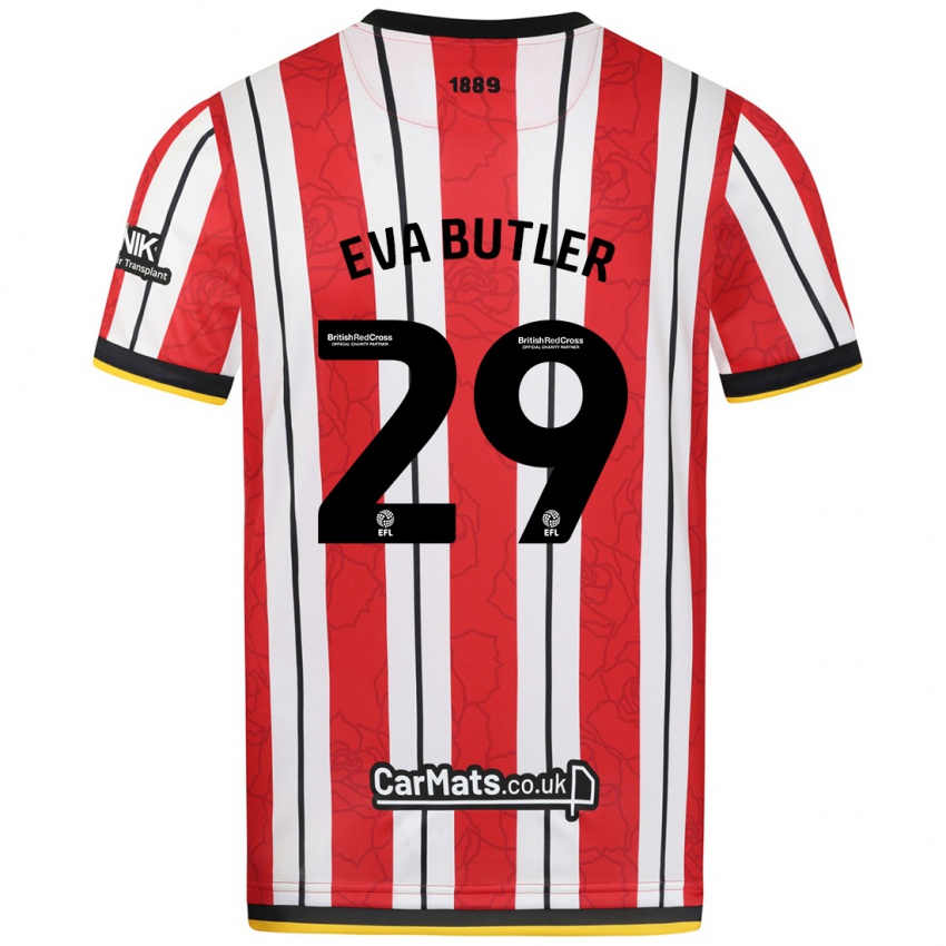 Niño Camiseta Eva Butler #29 Rojo Blanco Rayas 1ª Equipación 2024/25 La Camisa Argentina