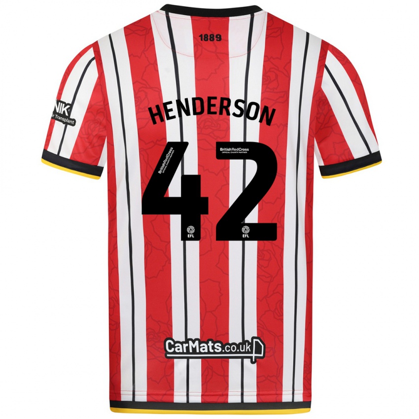 Niño Camiseta Peyton Henderson #42 Rojo Blanco Rayas 1ª Equipación 2024/25 La Camisa Argentina