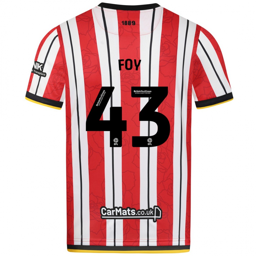 Niño Camiseta Gus Foy #43 Rojo Blanco Rayas 1ª Equipación 2024/25 La Camisa Argentina