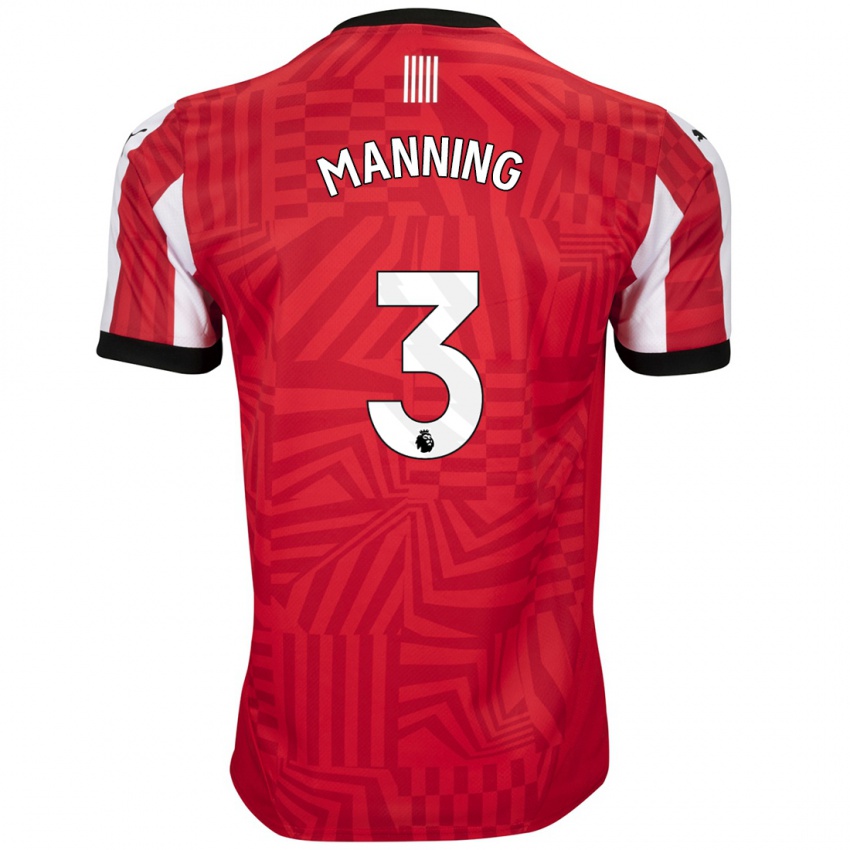 Niño Camiseta Ryan Manning #3 Rojo Blanco 1ª Equipación 2024/25 La Camisa Argentina