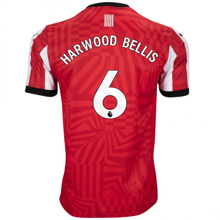 Niño Camiseta Taylor Harwood-Bellis #6 Rojo Blanco 1ª Equipación 2024/25 La Camisa Argentina