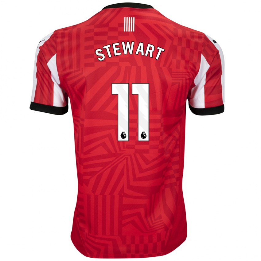 Niño Camiseta Ross Stewart #11 Rojo Blanco 1ª Equipación 2024/25 La Camisa Argentina