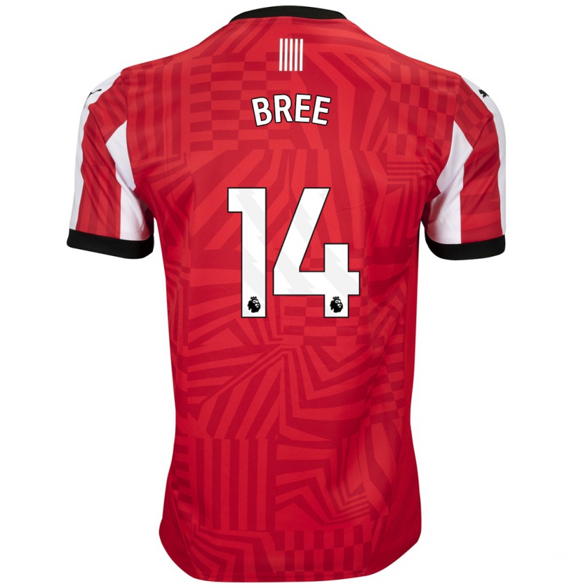 Niño Camiseta James Bree #14 Rojo Blanco 1ª Equipación 2024/25 La Camisa Argentina