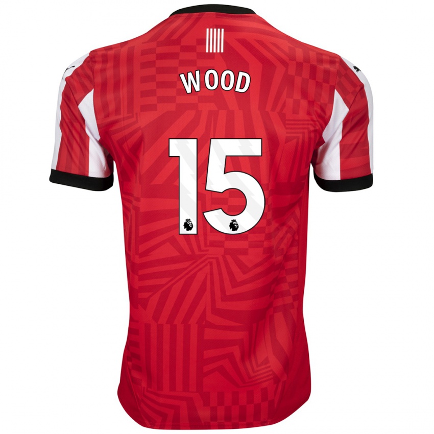 Niño Camiseta Nathan Wood #15 Rojo Blanco 1ª Equipación 2024/25 La Camisa Argentina