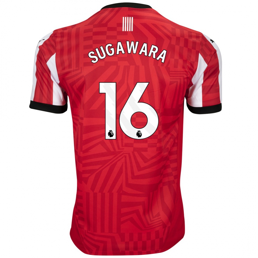 Niño Camiseta Yukinari Sugawara #16 Rojo Blanco 1ª Equipación 2024/25 La Camisa Argentina