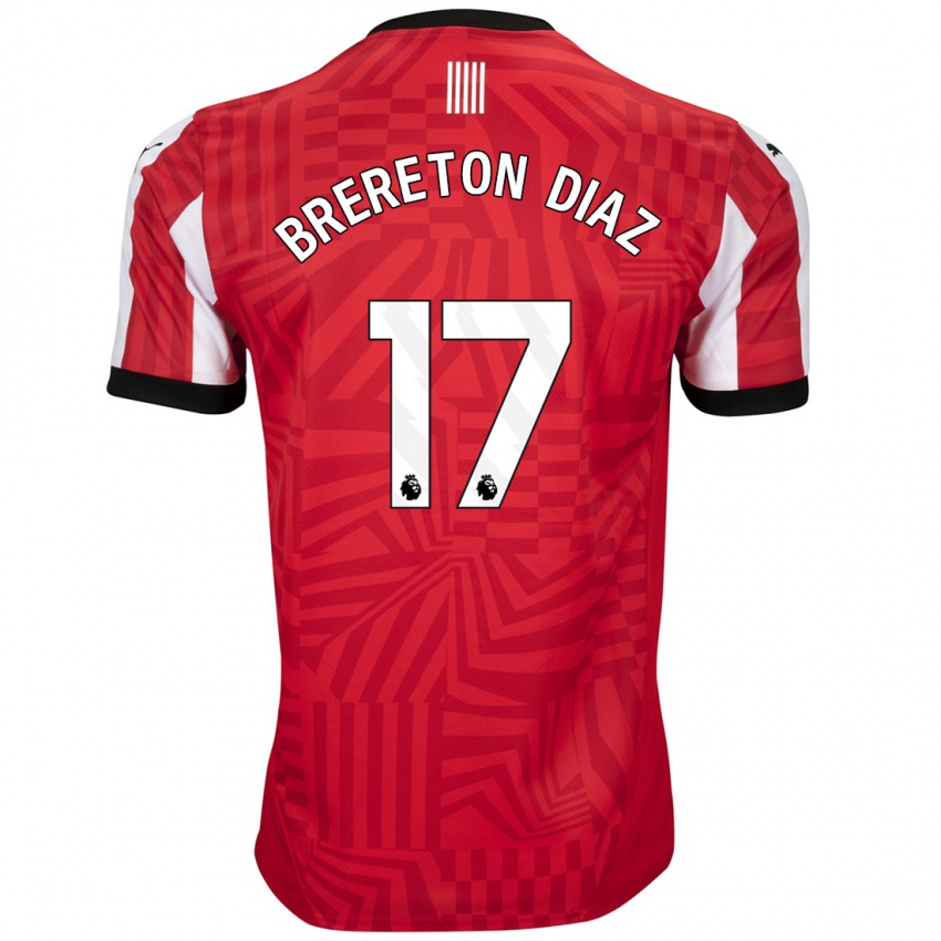 Niño Camiseta Ben Brereton Díaz #17 Rojo Blanco 1ª Equipación 2024/25 La Camisa Argentina