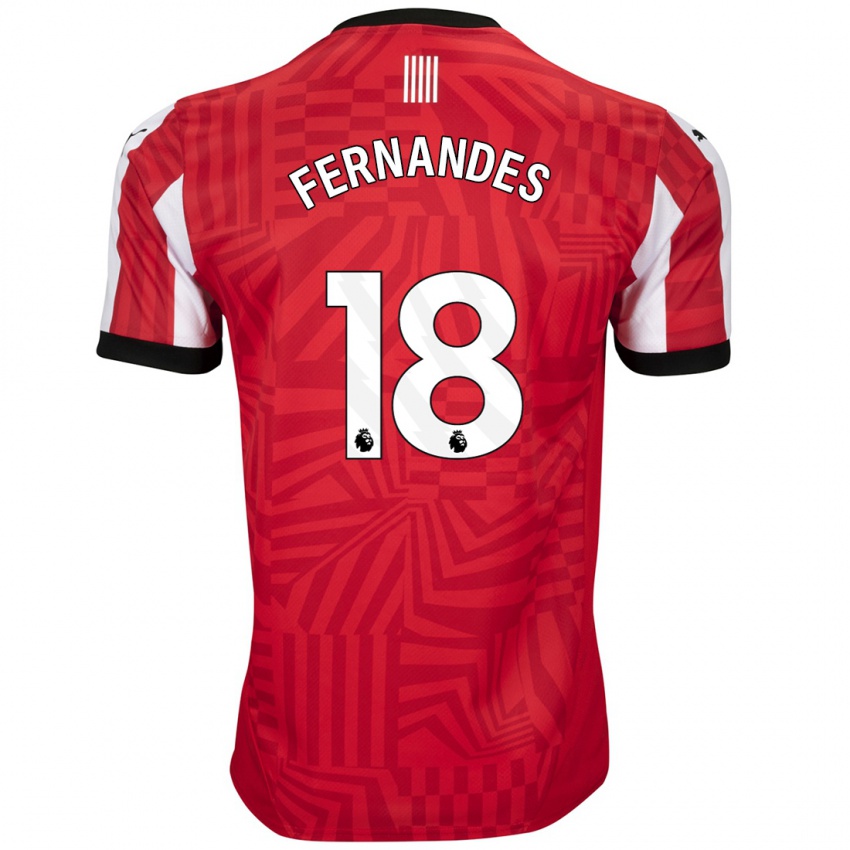 Niño Camiseta Mateus Fernandes #18 Rojo Blanco 1ª Equipación 2024/25 La Camisa Argentina