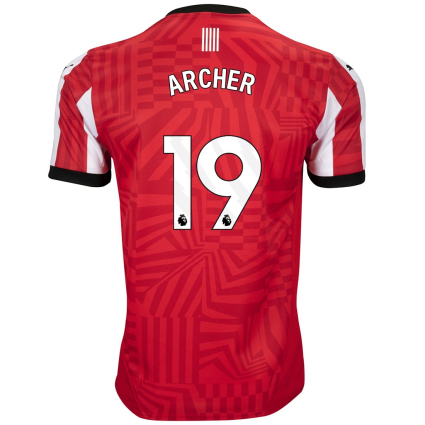 Niño Camiseta Cameron Archer #19 Rojo Blanco 1ª Equipación 2024/25 La Camisa Argentina