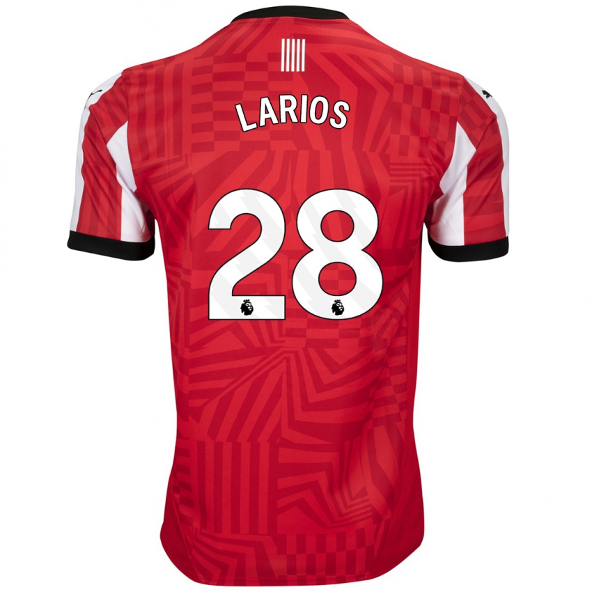 Niño Camiseta Juan Larios #28 Rojo Blanco 1ª Equipación 2024/25 La Camisa Argentina