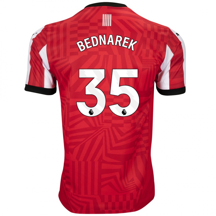 Niño Camiseta Jan Bednarek #35 Rojo Blanco 1ª Equipación 2024/25 La Camisa Argentina