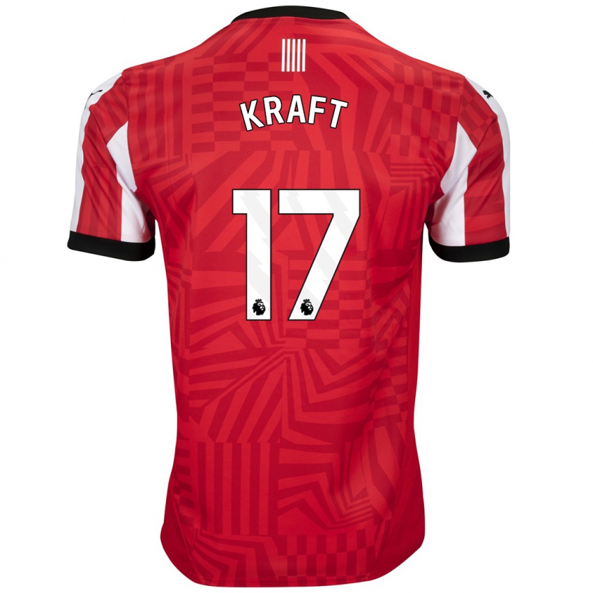 Niño Camiseta Emily Kraft #17 Rojo Blanco 1ª Equipación 2024/25 La Camisa Argentina