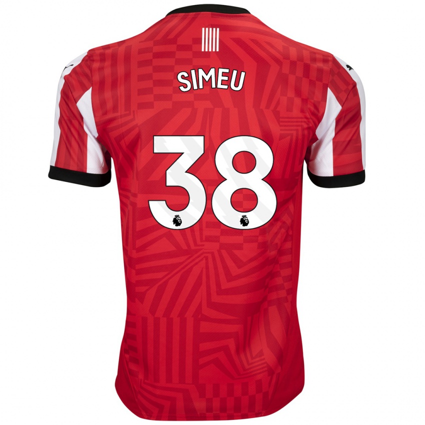 Niño Camiseta Dynel Simeu #38 Rojo Blanco 1ª Equipación 2024/25 La Camisa Argentina