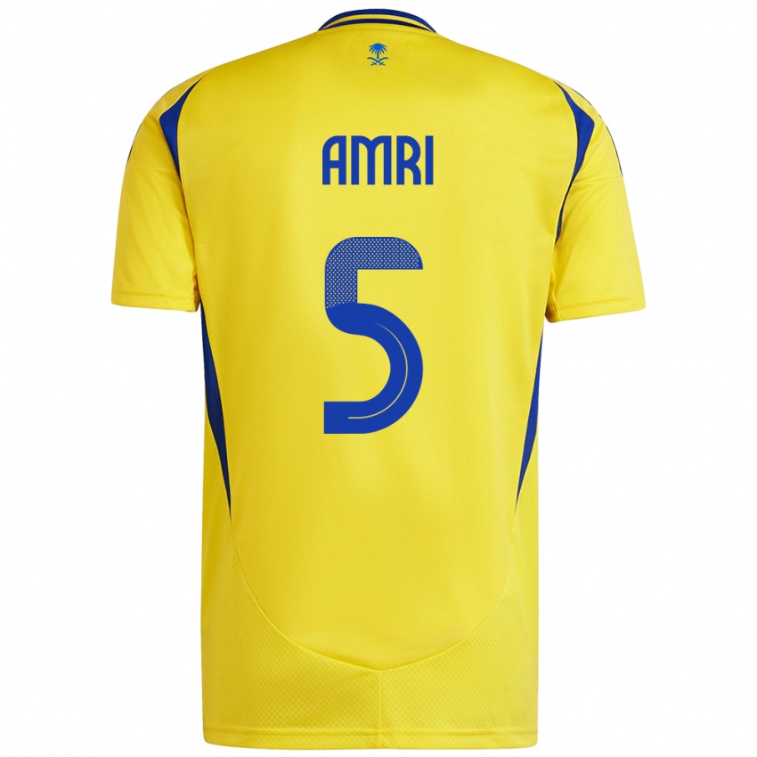 Niño Camiseta Abdulelah Al-Amri #5 Amarillo Azul 1ª Equipación 2024/25 La Camisa Argentina