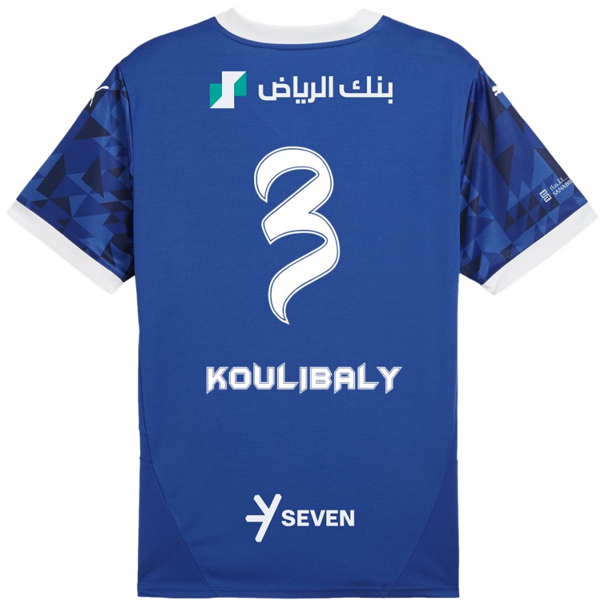 Niño Camiseta Kalidou Koulibaly #3 Azul Oscuro Blanco 1ª Equipación 2024/25 La Camisa Argentina