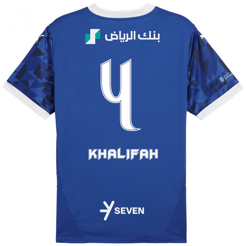 Niño Camiseta Khalifah Al-Dawsari #4 Azul Oscuro Blanco 1ª Equipación 2024/25 La Camisa Argentina