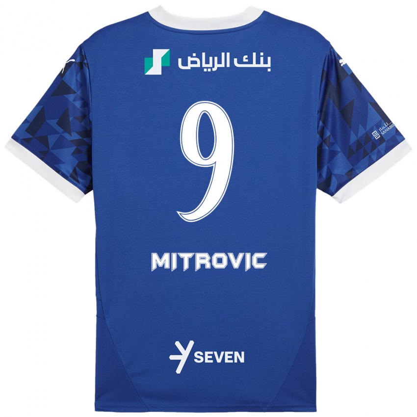 Niño Camiseta Aleksandar Mitrovic #9 Azul Oscuro Blanco 1ª Equipación 2024/25 La Camisa Argentina