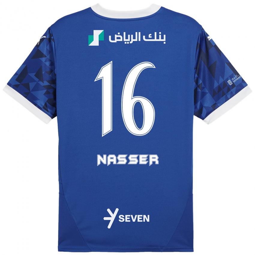 Niño Camiseta Nasser Al-Dawsari #16 Azul Oscuro Blanco 1ª Equipación 2024/25 La Camisa Argentina