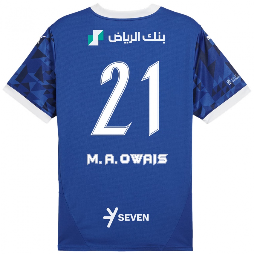 Niño Camiseta Mohammed Al-Owais #21 Azul Oscuro Blanco 1ª Equipación 2024/25 La Camisa Argentina