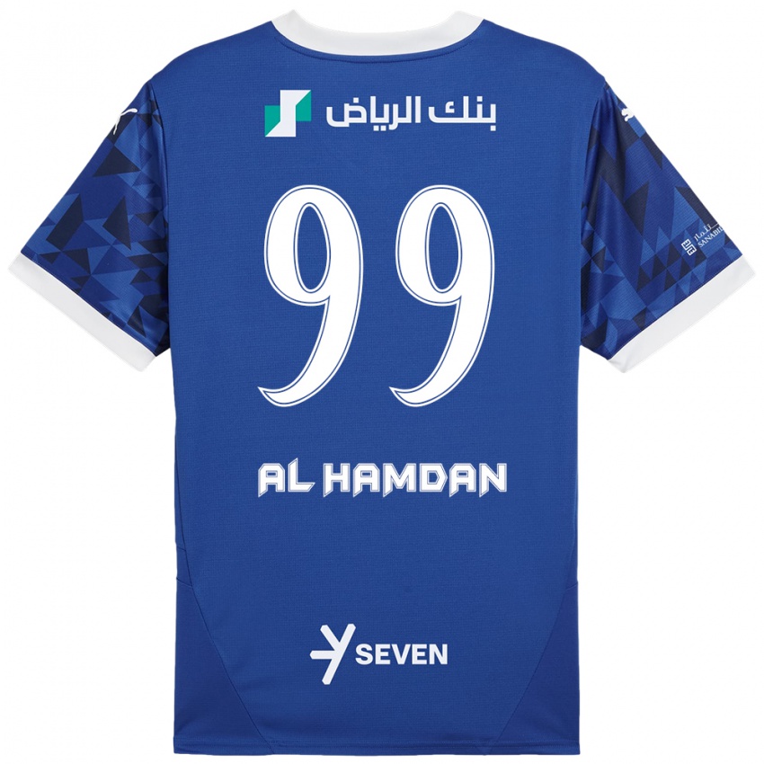 Niño Camiseta Abdullah Al-Hamdan #99 Azul Oscuro Blanco 1ª Equipación 2024/25 La Camisa Argentina