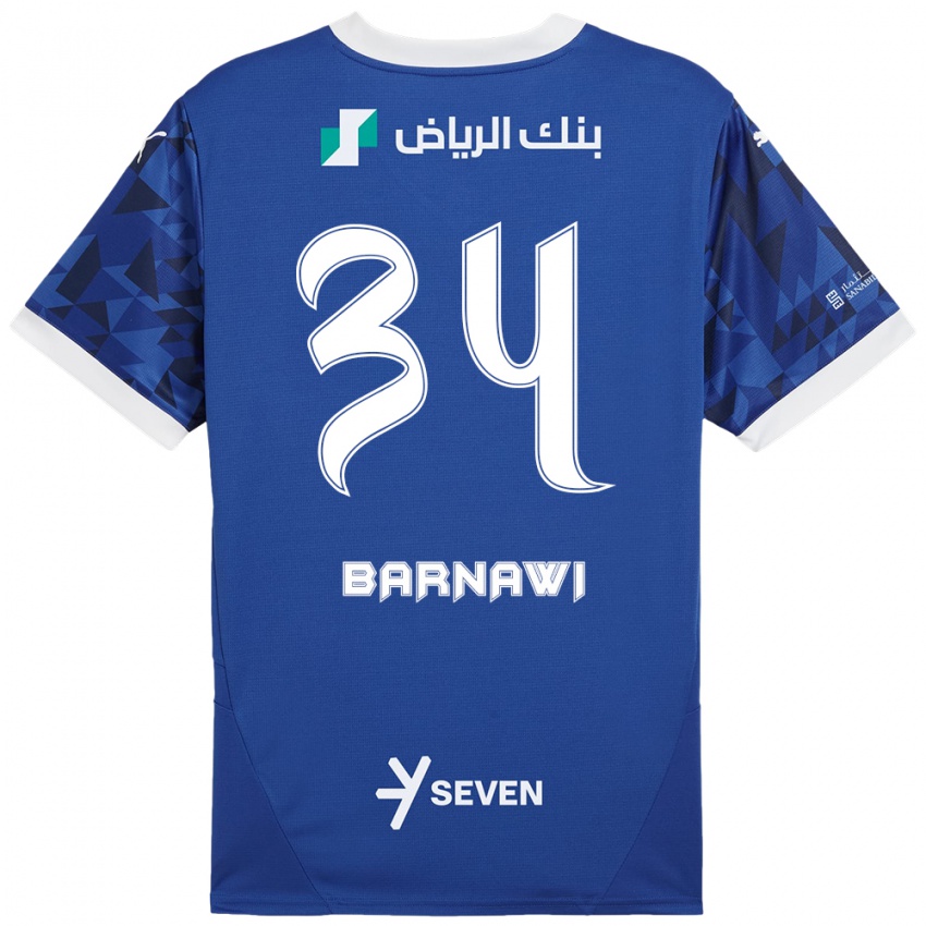 Niño Camiseta Saleh Barnawi #34 Azul Oscuro Blanco 1ª Equipación 2024/25 La Camisa Argentina