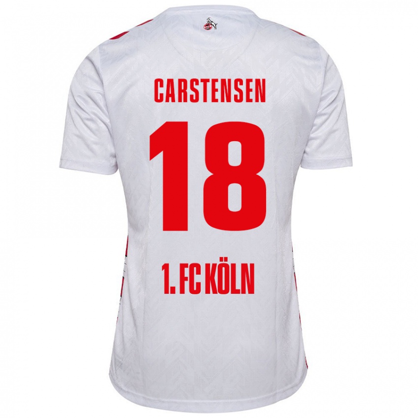 Niño Camiseta Rasmus Carstensen #18 Blanco Rojo 1ª Equipación 2024/25 La Camisa Argentina