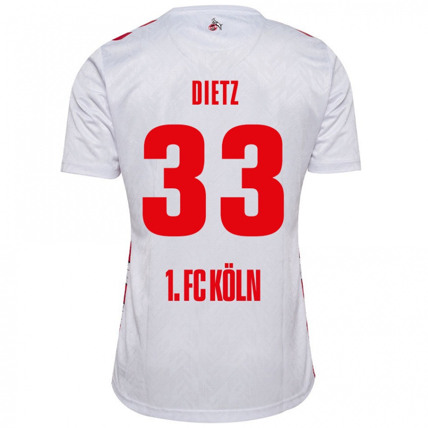 Niño Camiseta Florian Dietz #33 Blanco Rojo 1ª Equipación 2024/25 La Camisa Argentina