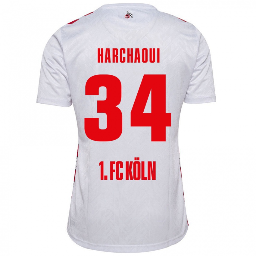 Niño Camiseta Fayssal Harchaoui #34 Blanco Rojo 1ª Equipación 2024/25 La Camisa Argentina