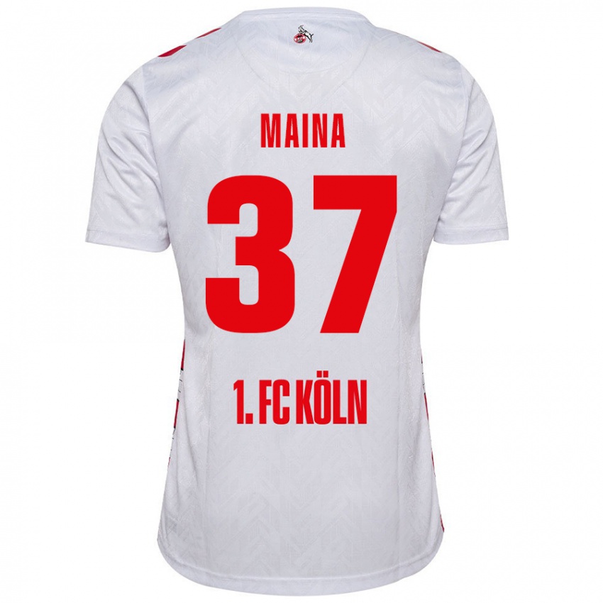 Niño Camiseta Linton Maina #37 Blanco Rojo 1ª Equipación 2024/25 La Camisa Argentina