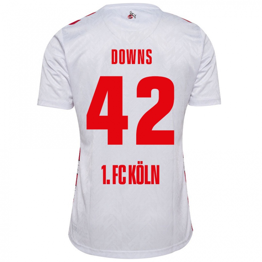 Niño Camiseta Damion Downs #42 Blanco Rojo 1ª Equipación 2024/25 La Camisa Argentina