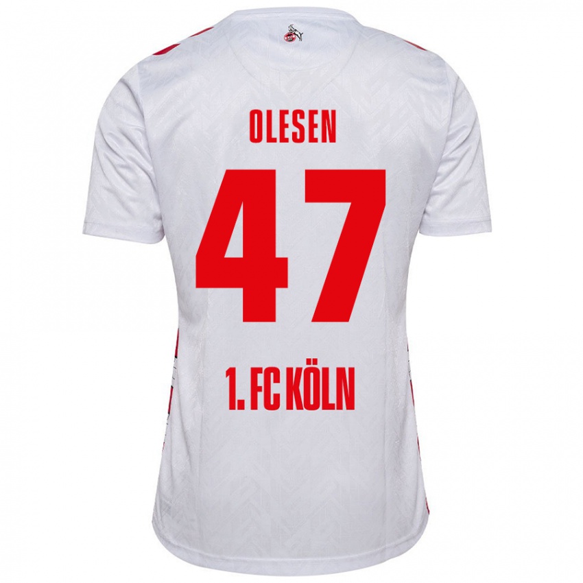 Niño Camiseta Mathias Olesen #47 Blanco Rojo 1ª Equipación 2024/25 La Camisa Argentina