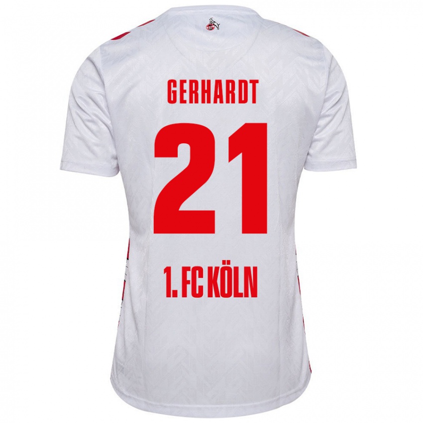 Niño Camiseta Anna Gerhardt #21 Blanco Rojo 1ª Equipación 2024/25 La Camisa Argentina