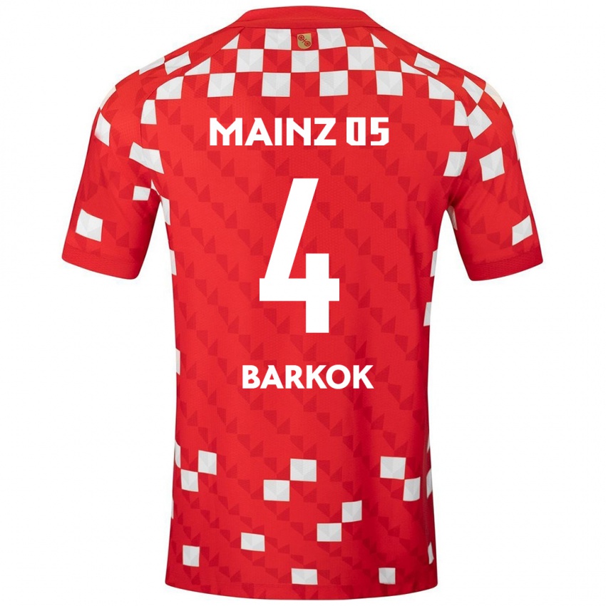 Niño Camiseta Aymen Barkok #4 Blanco Rojo 1ª Equipación 2024/25 La Camisa Argentina