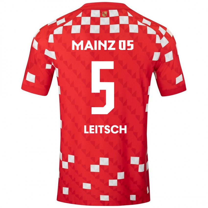 Niño Camiseta Maxim Leitsch #5 Blanco Rojo 1ª Equipación 2024/25 La Camisa Argentina