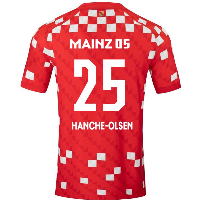 Niño Camiseta Andreas Hanche-Olsen #25 Blanco Rojo 1ª Equipación 2024/25 La Camisa Argentina