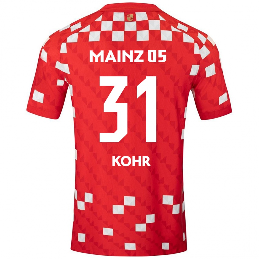 Niño Camiseta Dominik Kohr #31 Blanco Rojo 1ª Equipación 2024/25 La Camisa Argentina