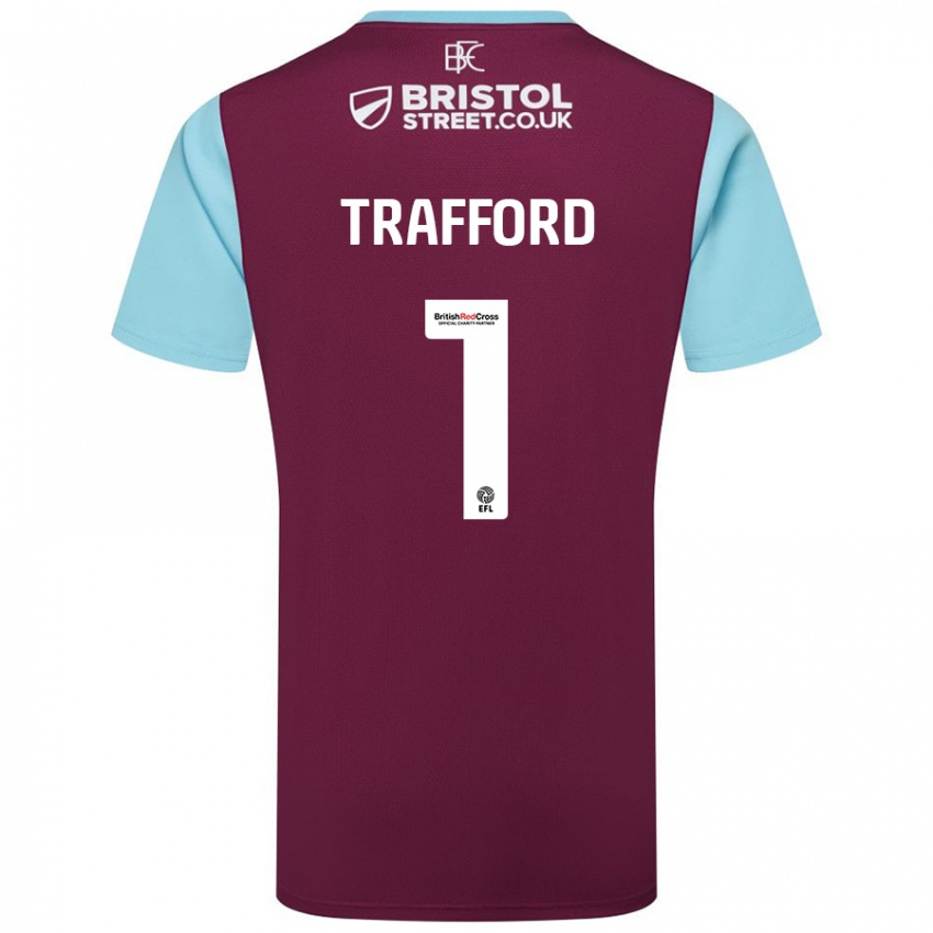 Niño Camiseta James Trafford #1 Borgoña Azul Cielo 1ª Equipación 2024/25 La Camisa Argentina