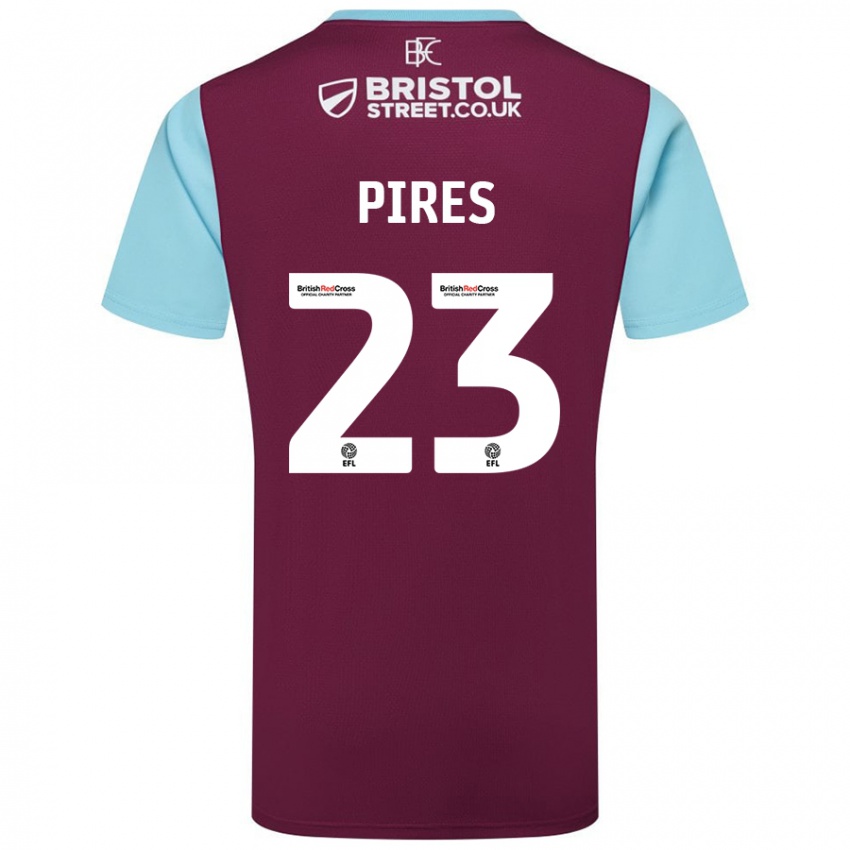 Niño Camiseta Lucas Pires #23 Borgoña Azul Cielo 1ª Equipación 2024/25 La Camisa Argentina