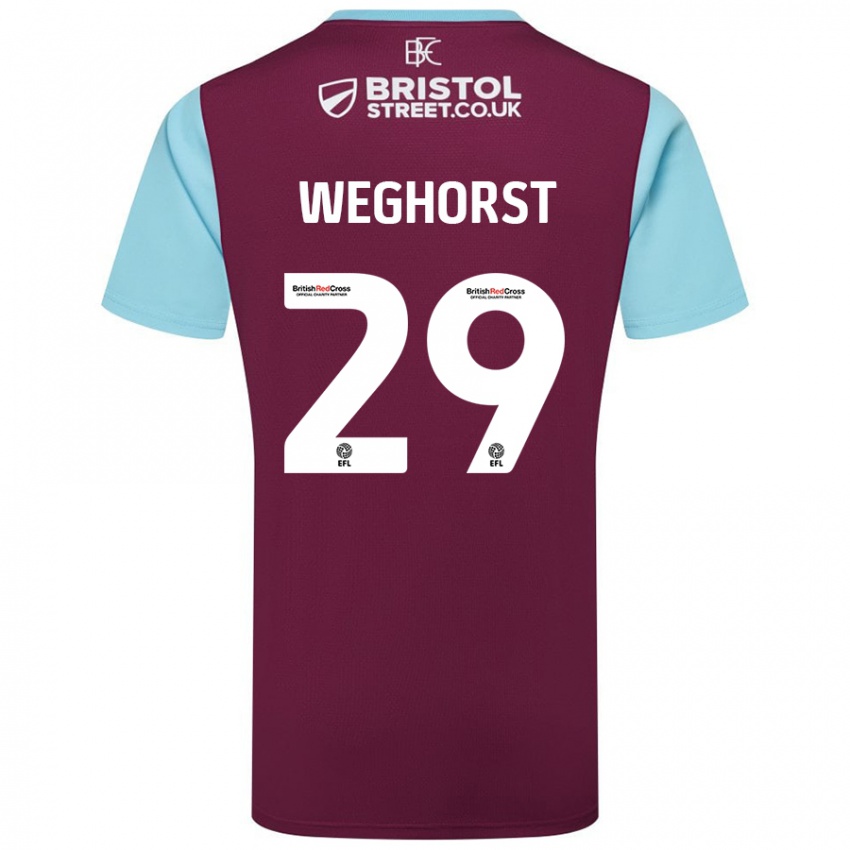 Niño Camiseta Wout Weghorst #29 Borgoña Azul Cielo 1ª Equipación 2024/25 La Camisa Argentina