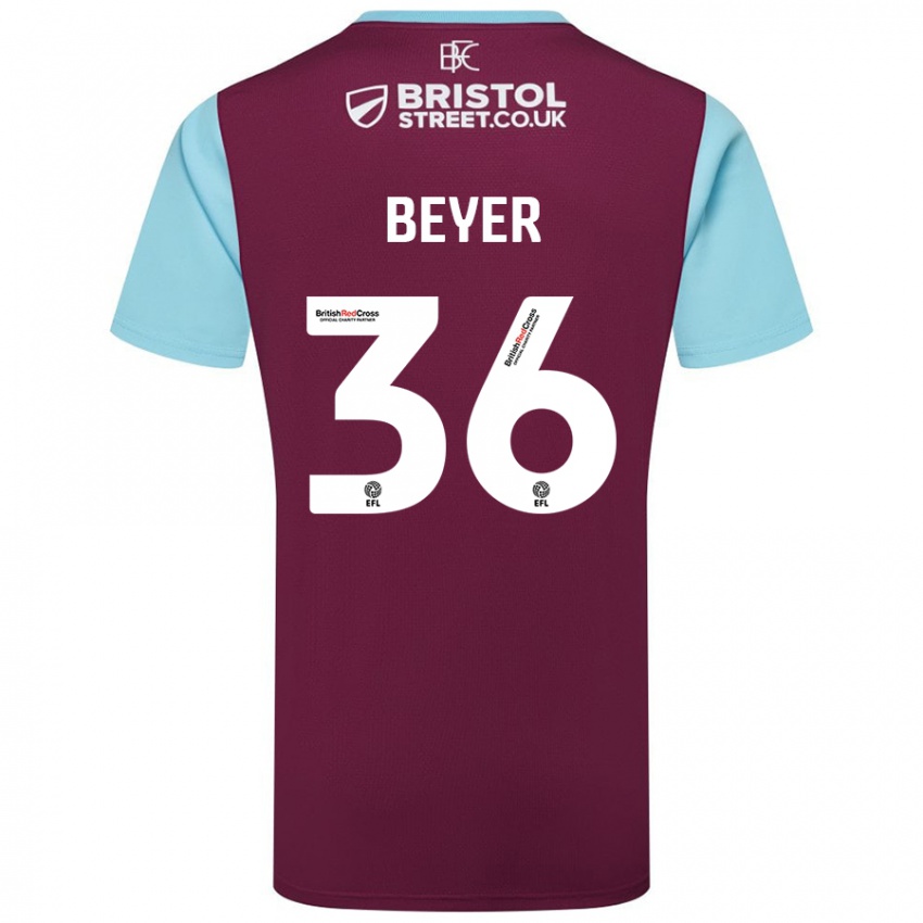 Niño Camiseta Jordan Beyer #36 Borgoña Azul Cielo 1ª Equipación 2024/25 La Camisa Argentina