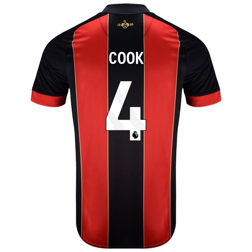 Niño Camiseta Lewis Cook #4 Rojo Negro 1ª Equipación 2024/25 La Camisa Argentina