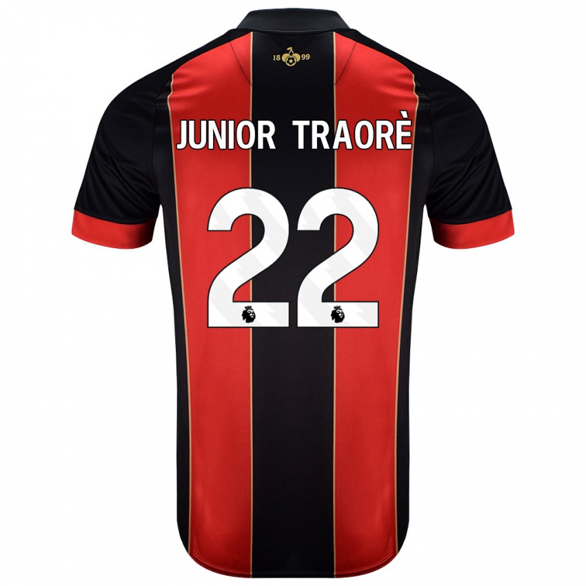 Niño Camiseta Hamed Junior Traorè #22 Rojo Negro 1ª Equipación 2024/25 La Camisa Argentina