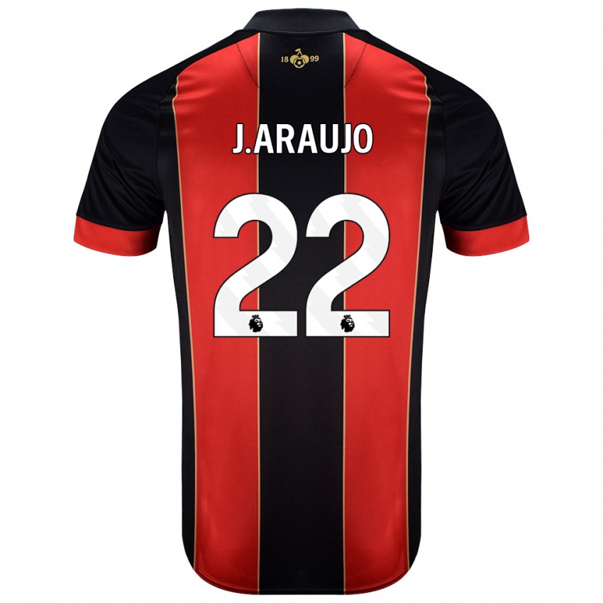 Niño Camiseta Julián Araujo #28 Rojo Negro 1ª Equipación 2024/25 La Camisa Argentina