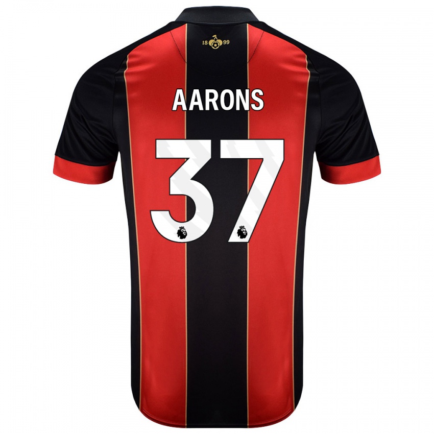 Niño Camiseta Max Aarons #37 Rojo Negro 1ª Equipación 2024/25 La Camisa Argentina