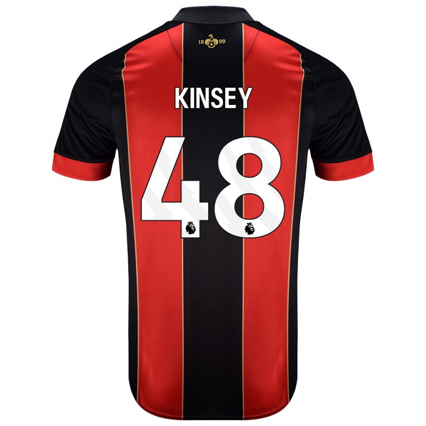 Niño Camiseta Max Kinsey #48 Rojo Negro 1ª Equipación 2024/25 La Camisa Argentina