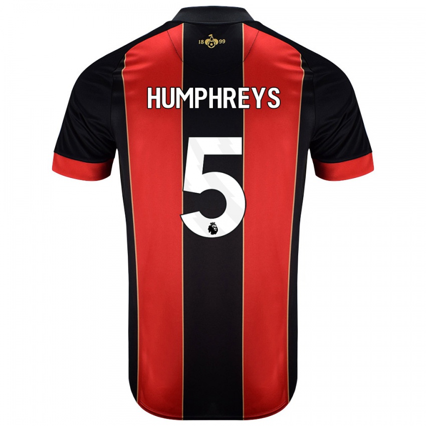 Niño Camiseta Holly Humphreys #5 Rojo Negro 1ª Equipación 2024/25 La Camisa Argentina