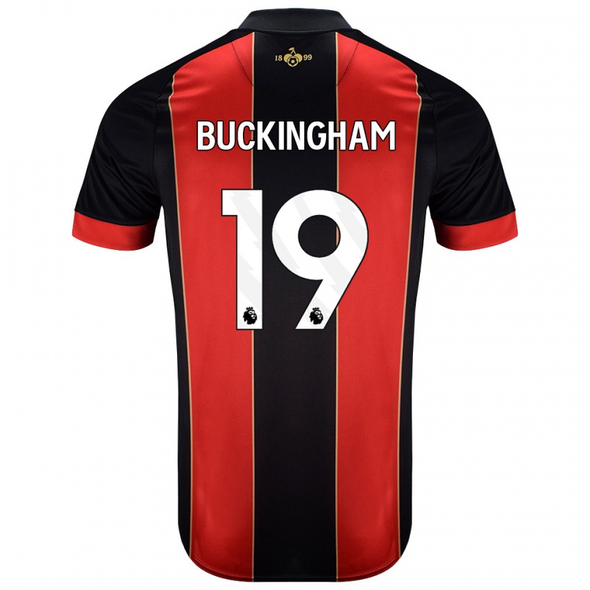 Niño Camiseta Alisha Buckingham #19 Rojo Negro 1ª Equipación 2024/25 La Camisa Argentina