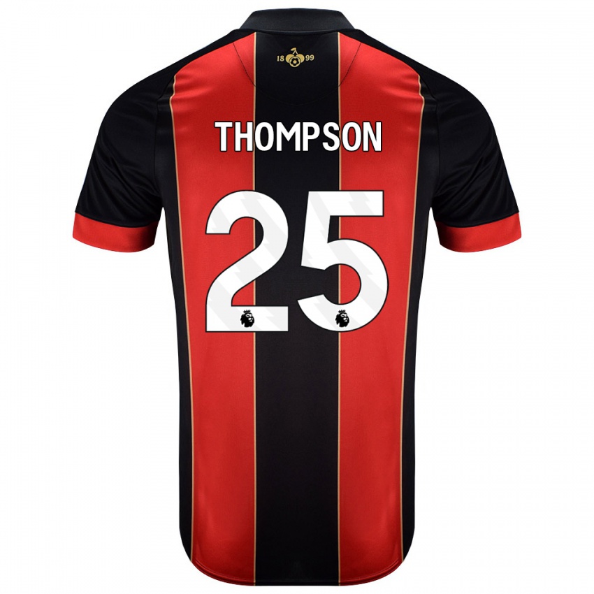 Niño Camiseta Kenni Thompson #25 Rojo Negro 1ª Equipación 2024/25 La Camisa Argentina