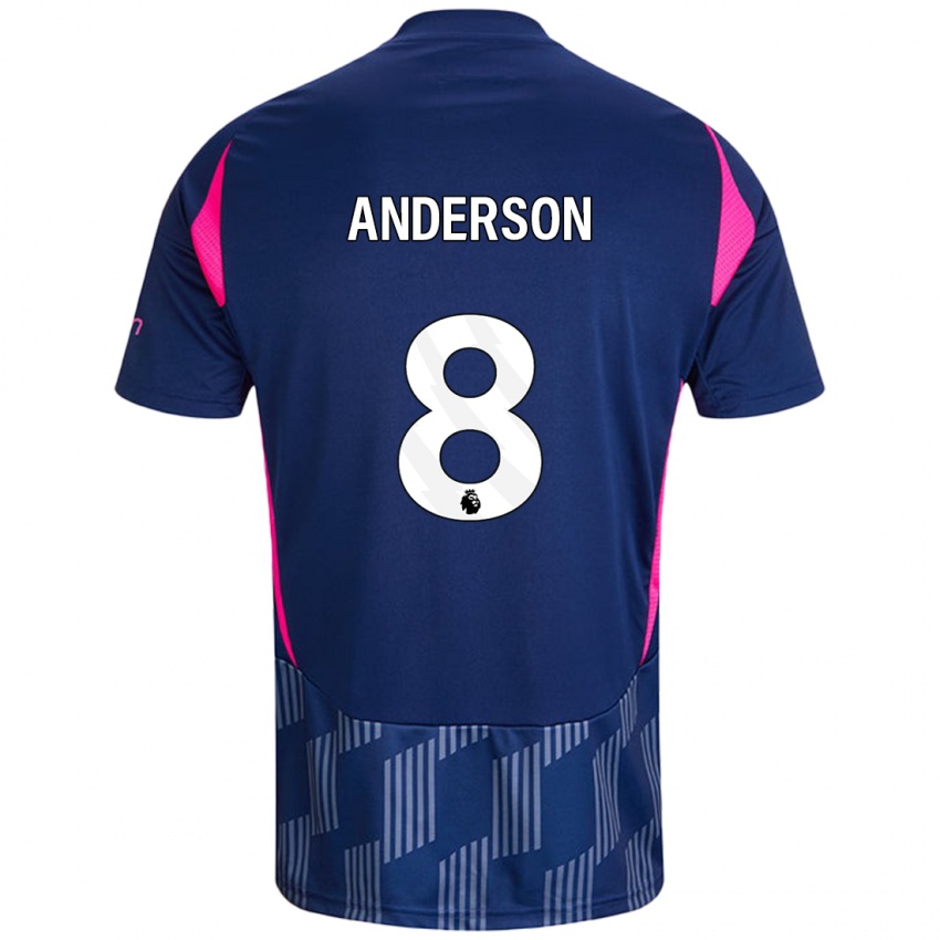 Niño Camiseta Elliot Anderson #8 Azul Real Rosa 2ª Equipación 2024/25 La Camisa Argentina