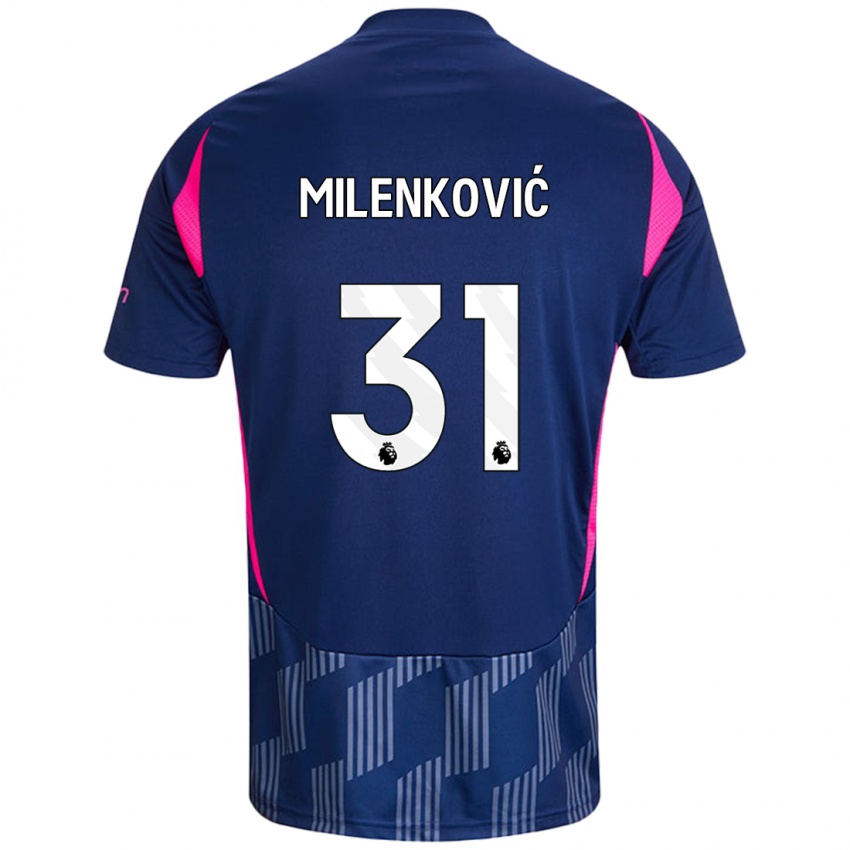 Niño Camiseta Nikola Milenković #31 Azul Real Rosa 2ª Equipación 2024/25 La Camisa Argentina